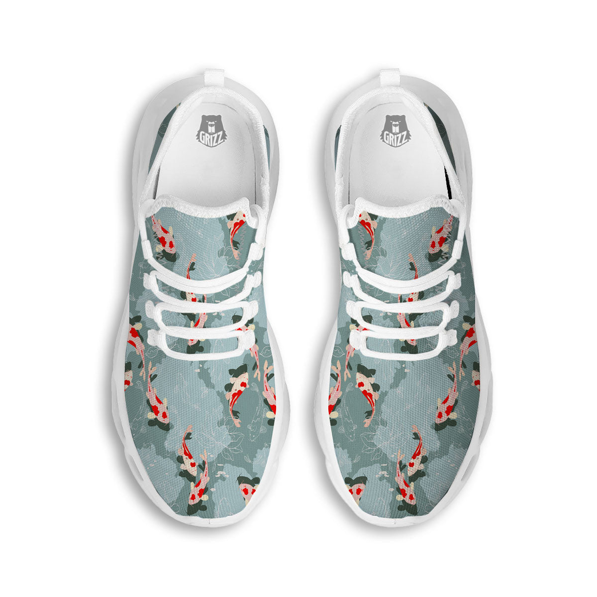 Fish Koi Print Pattern White Running Shoes-grizzshop