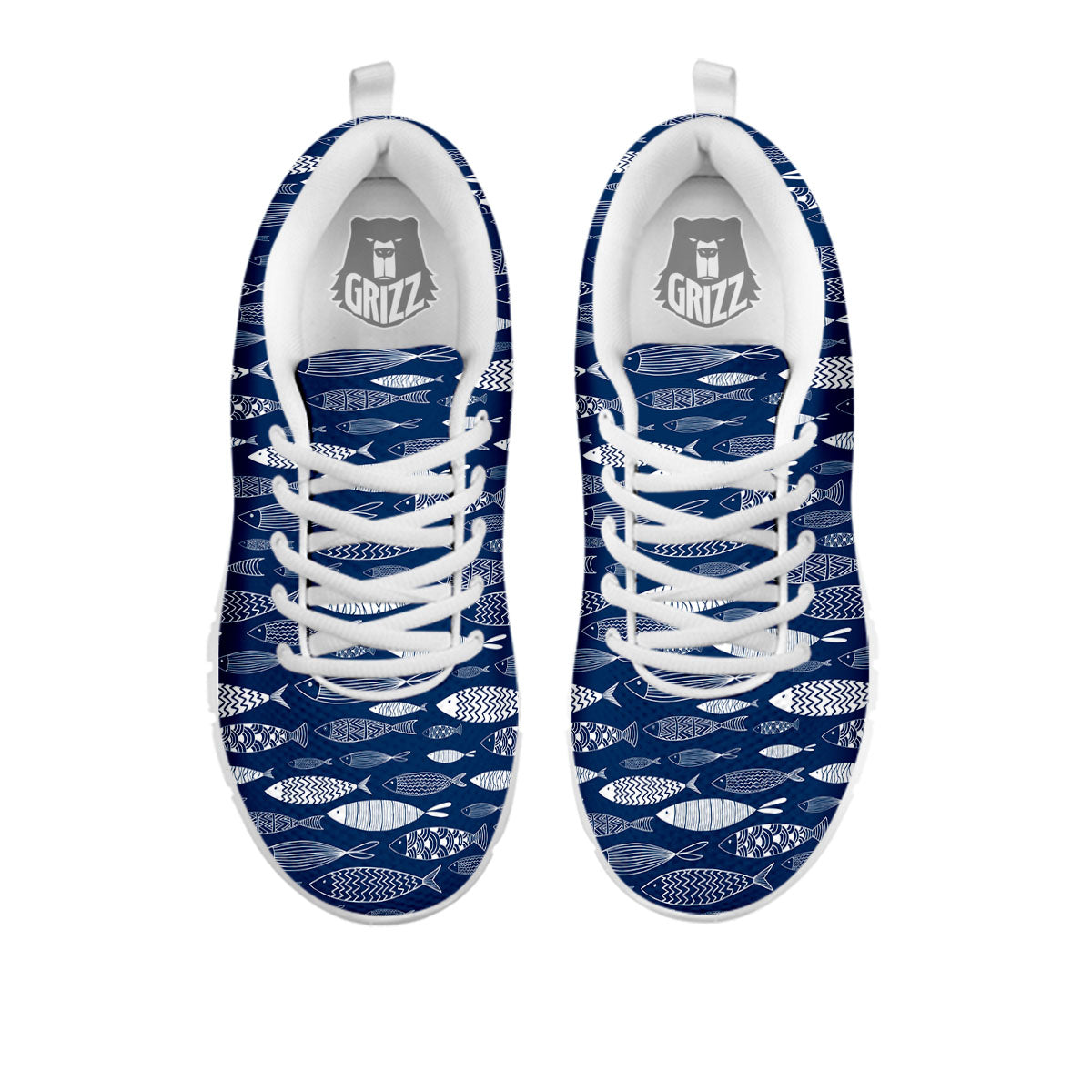 Fish Ornamental Print Pattern White Sneaker-grizzshop