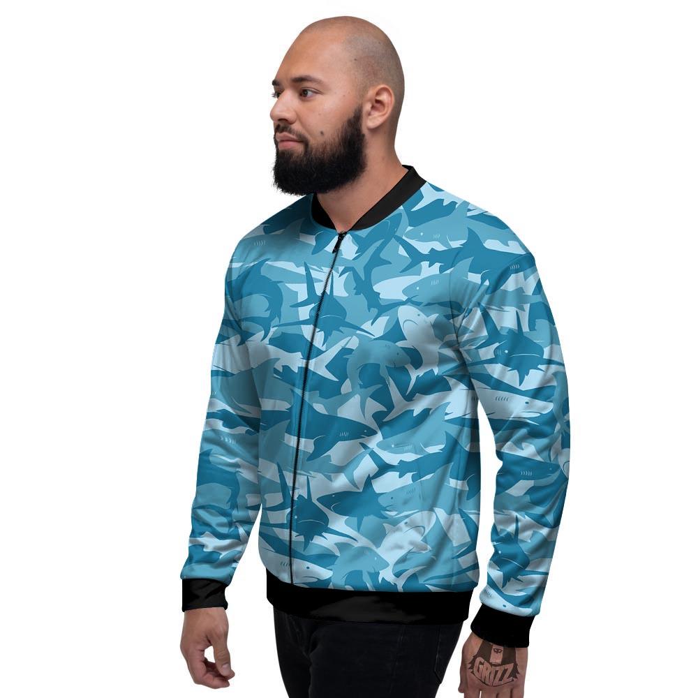 Fish Shark Print Pattern Men's Bomber Jacket-grizzshop