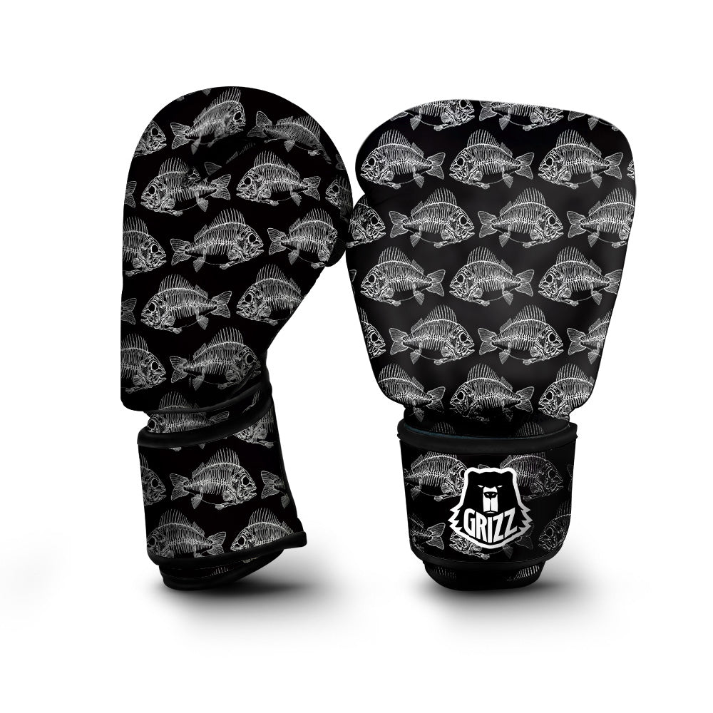 Fish Skeleton Print Pattern Boxing Gloves-grizzshop