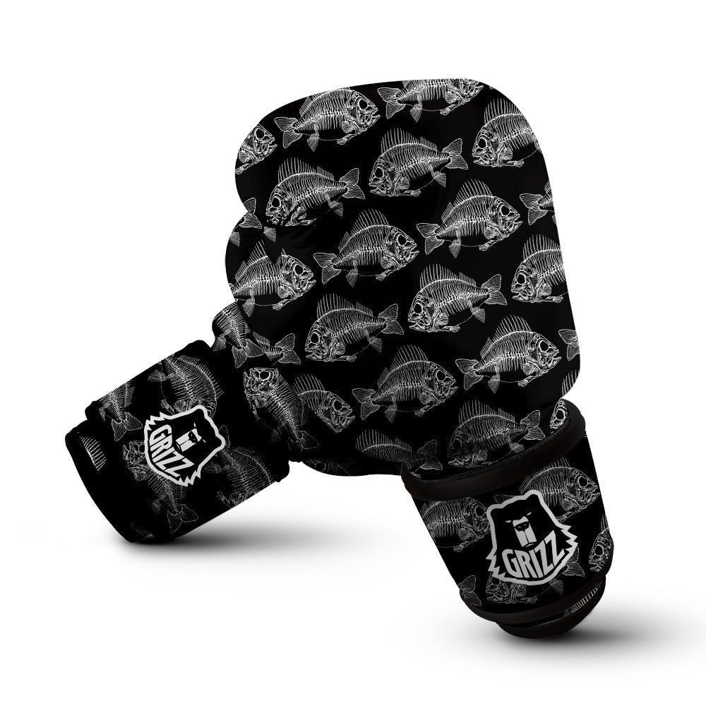 Fish Skeleton Print Pattern Boxing Gloves-grizzshop