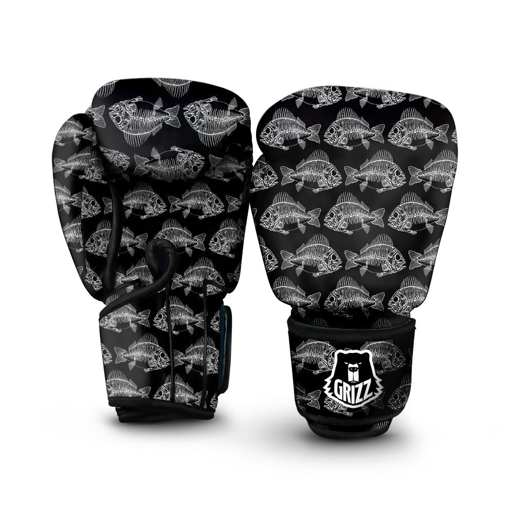Fish Skeleton Print Pattern Boxing Gloves-grizzshop