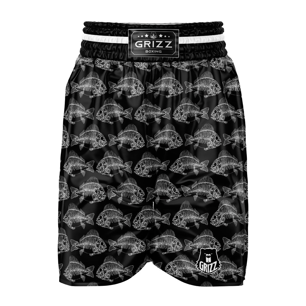 Fish Skeleton Print Pattern Boxing Shorts-grizzshop