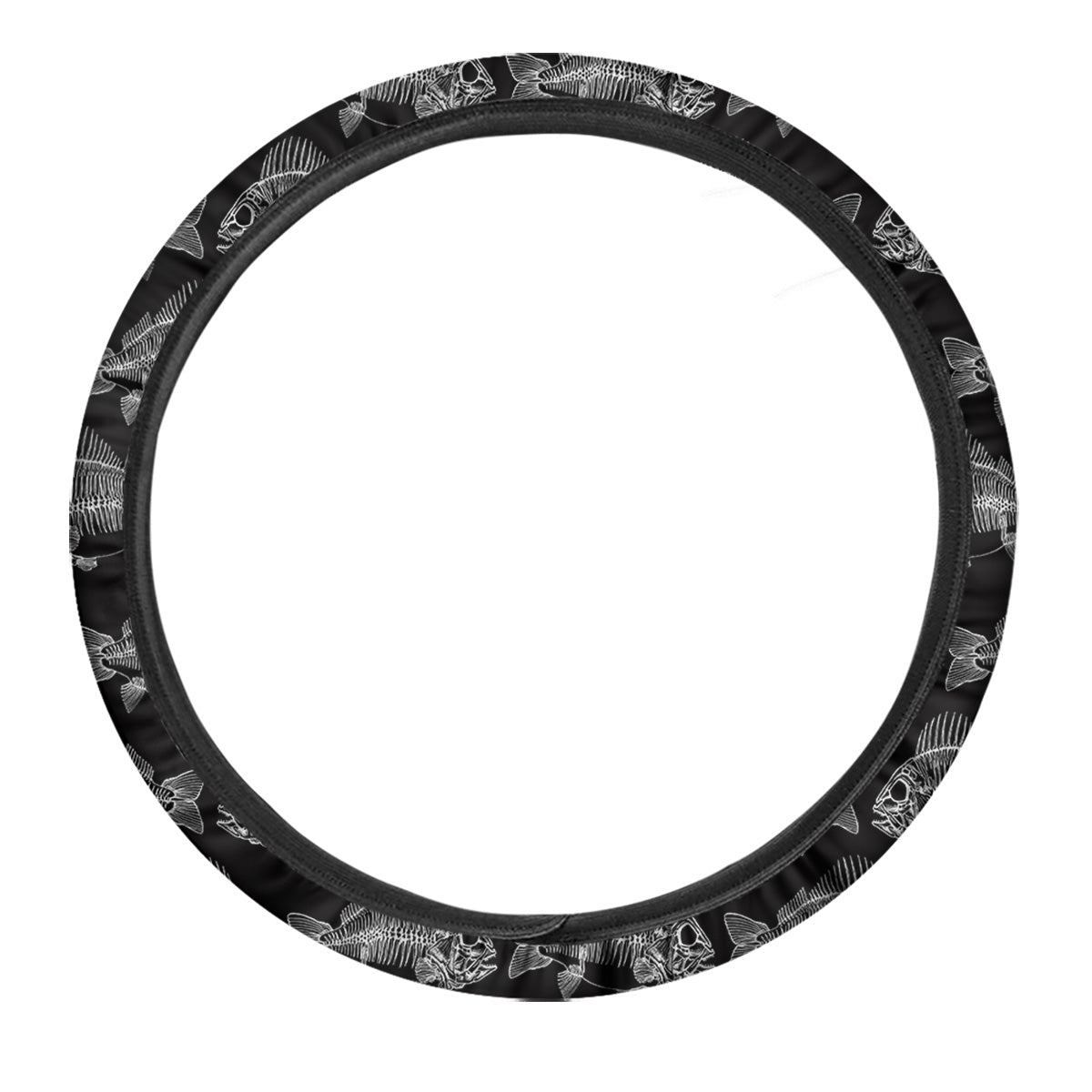 Fish Skeleton Print Pattern Car Steering Wheel Cover-grizzshop