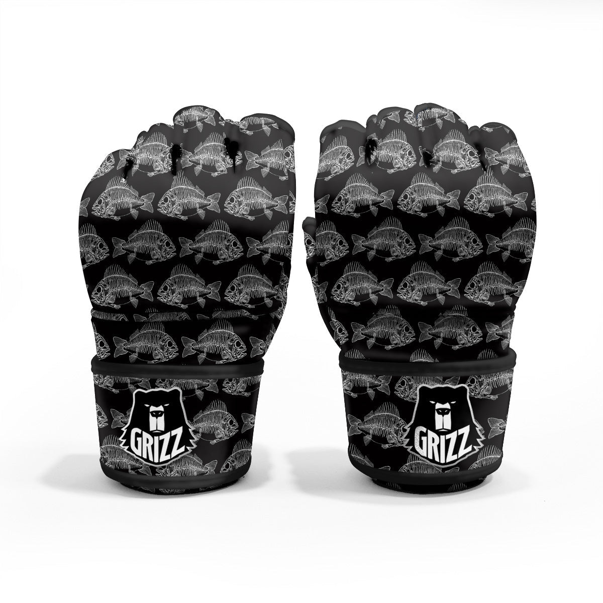 Fish Skeleton Print Pattern MMA Gloves-grizzshop