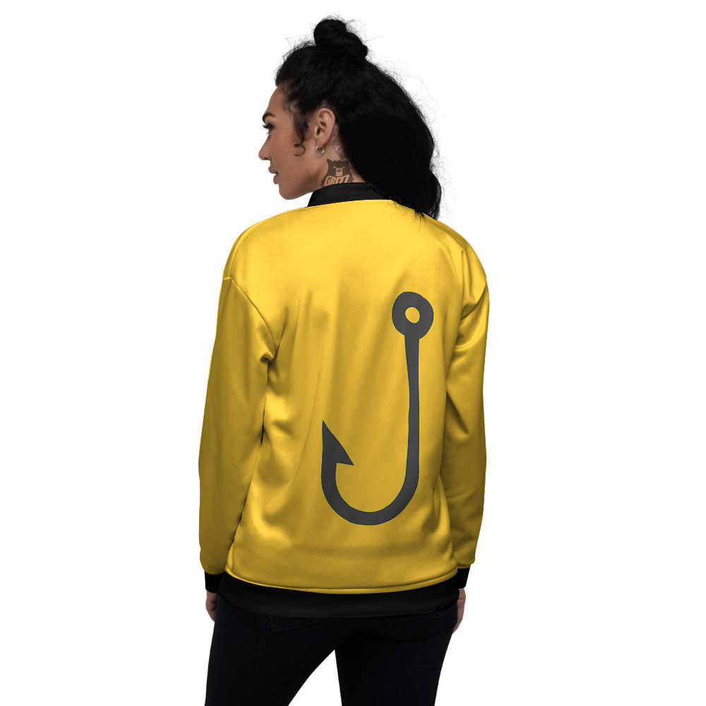 Fishing Hooks Print Women's Bomber Jacket-grizzshop