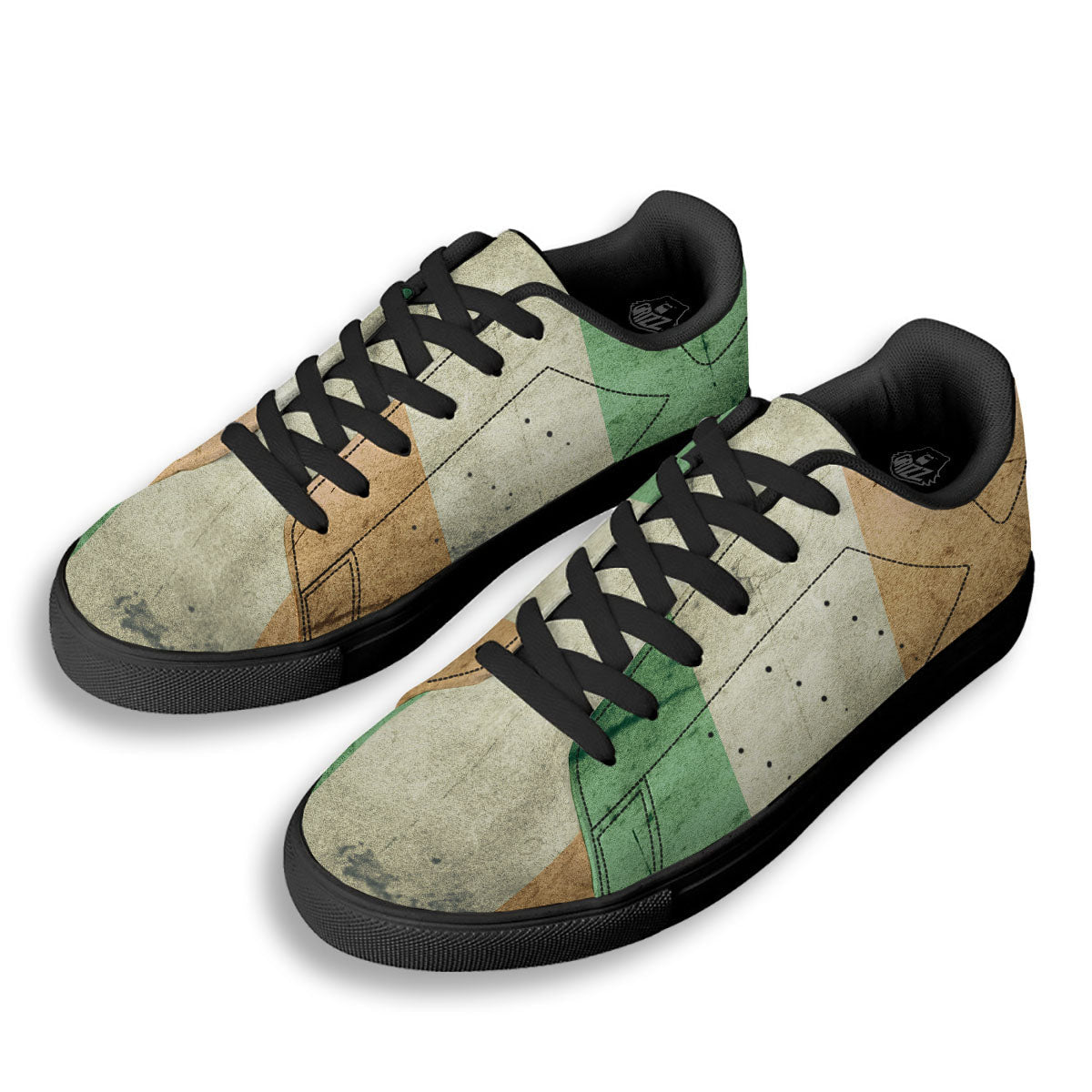 Flag Irish Print Black Low Top Sneakers-grizzshop