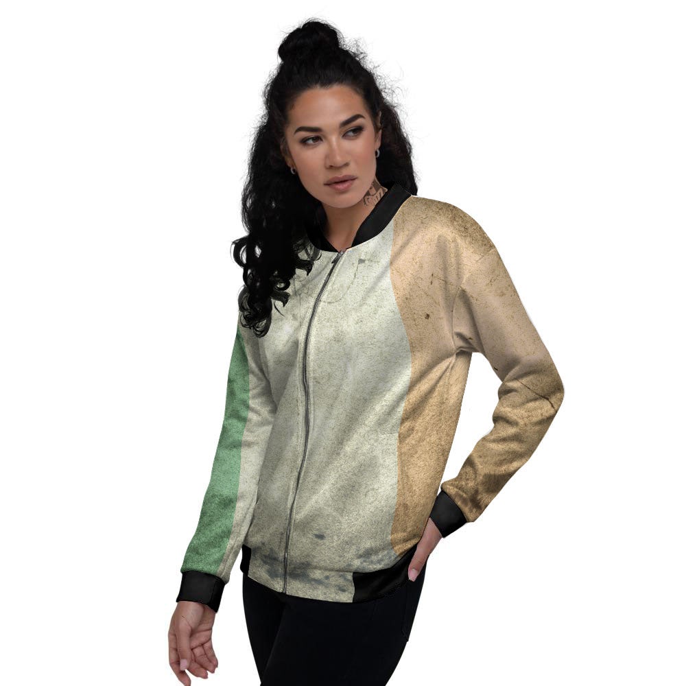 Flag Irish Print Women's Bomber Jacket-grizzshop