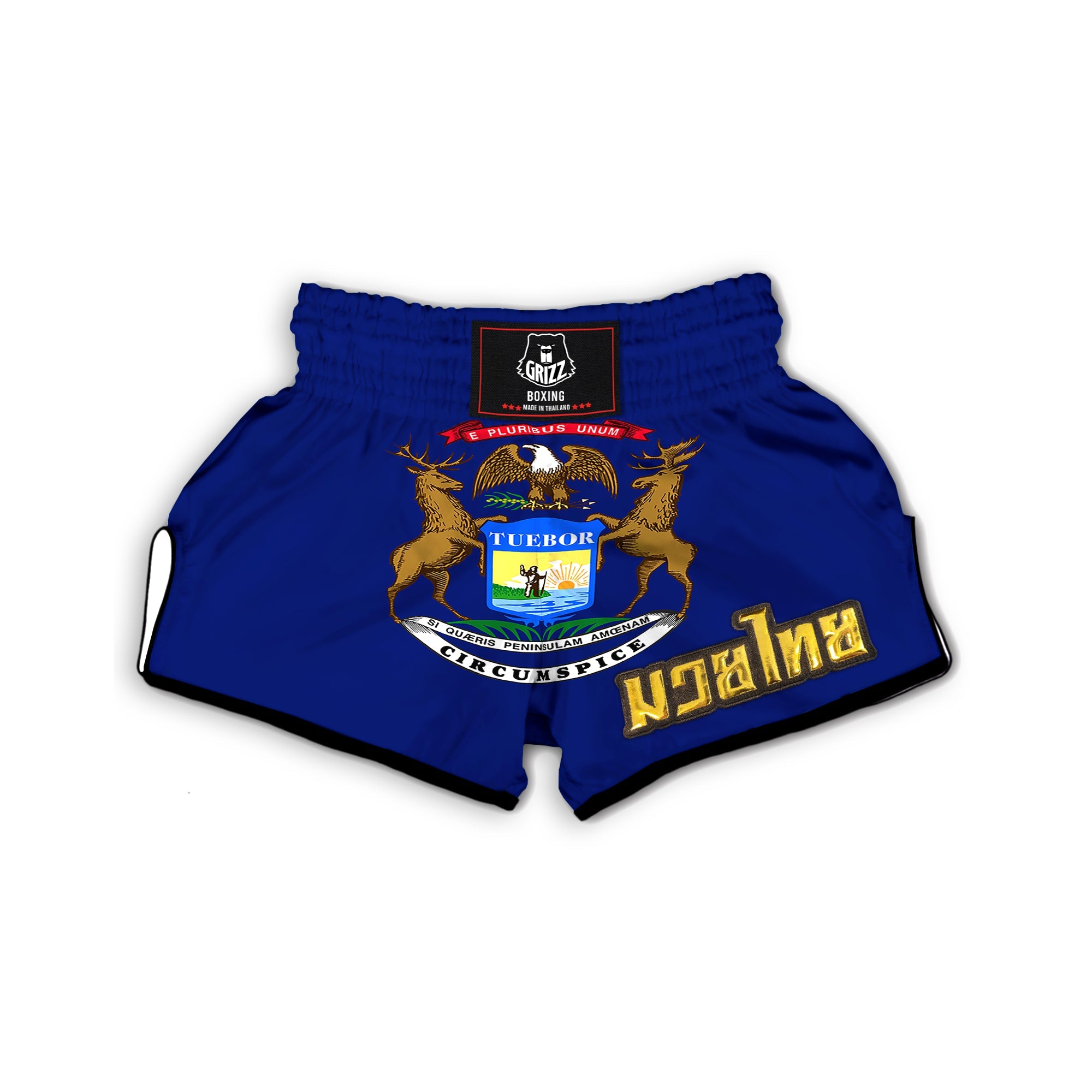 Flag Of Michigan Muay Thai Boxing Shorts-grizzshop