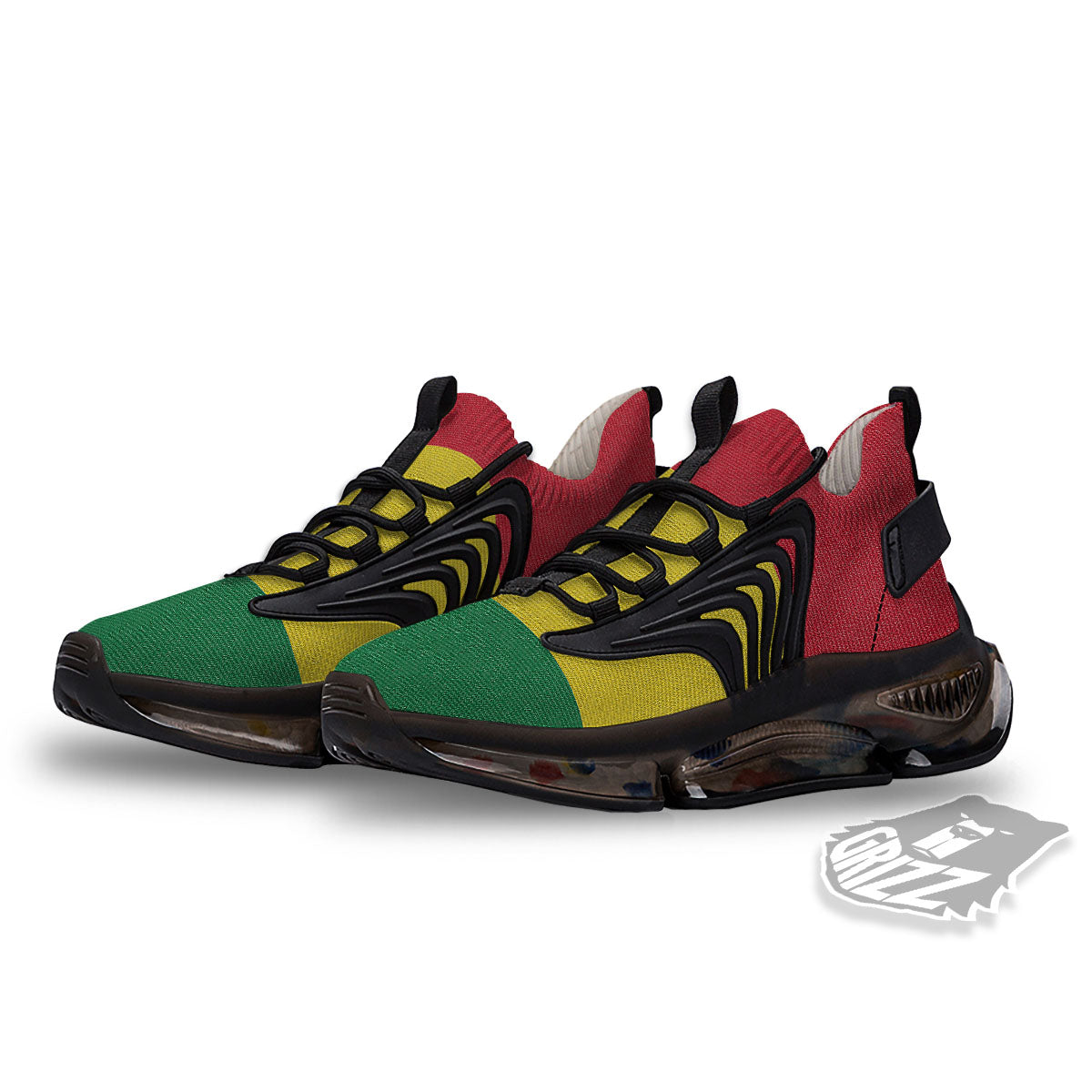 Flag Rasta Print Black Gym Shoes-grizzshop