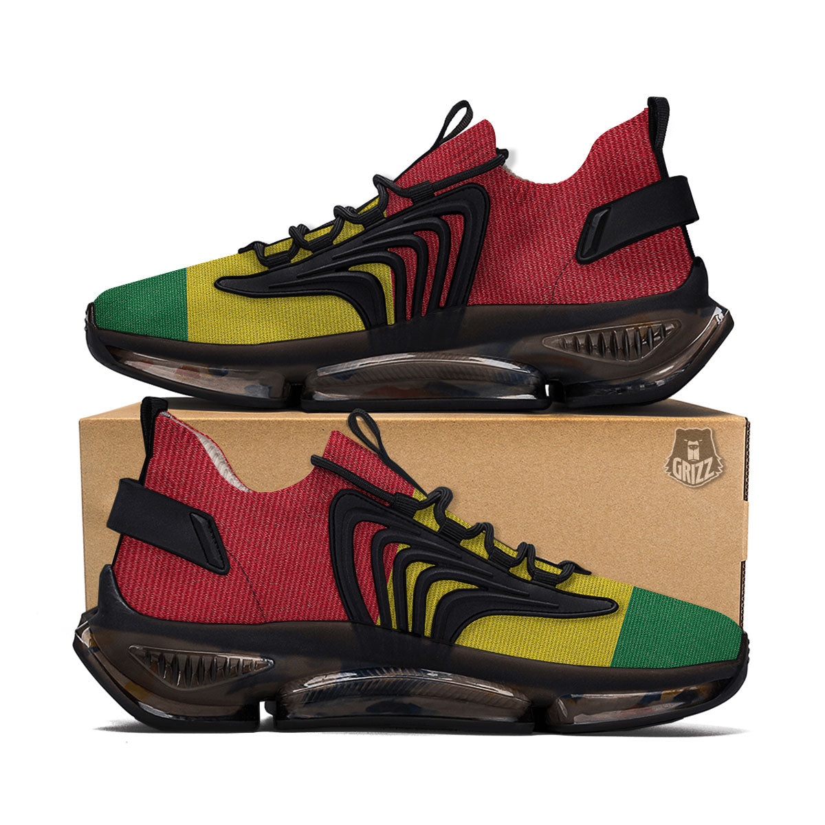 Flag Rasta Print Black Gym Shoes-grizzshop