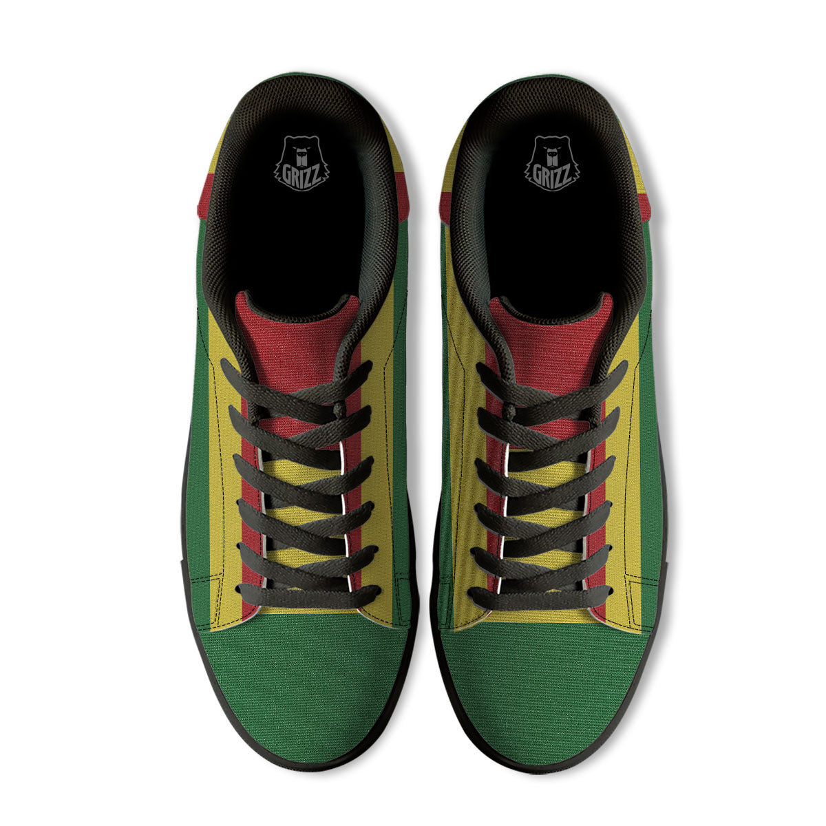 Flag Rasta Print Black Low Top Sneakers-grizzshop