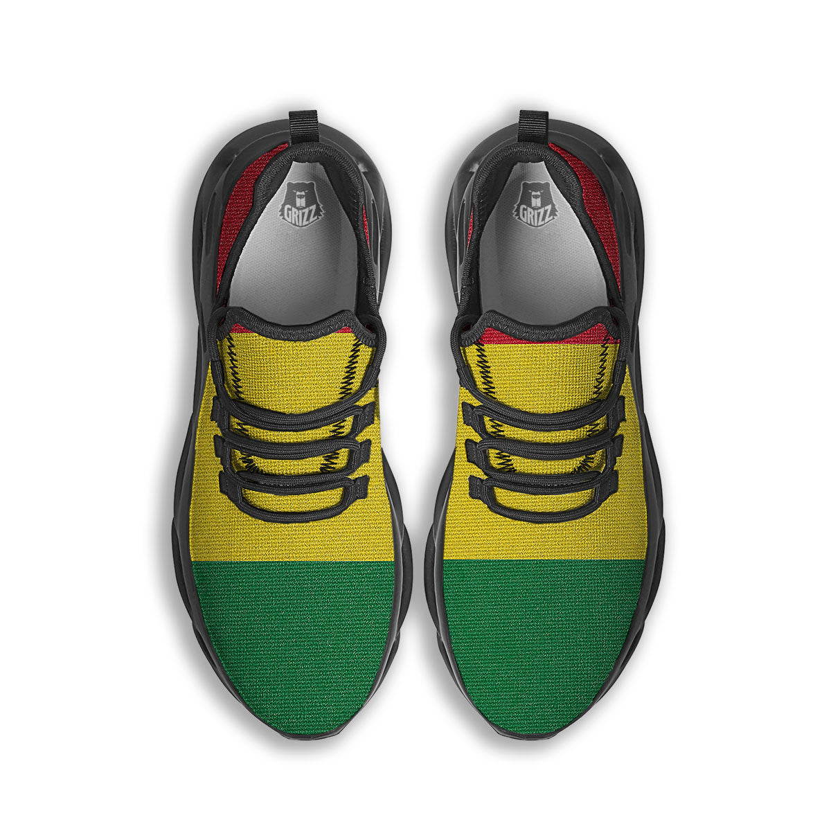 Flag Rasta Print Black Running Shoes-grizzshop