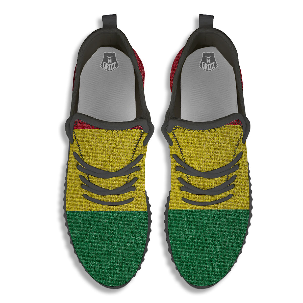 Flag Rasta Print Black Walking Shoes-grizzshop