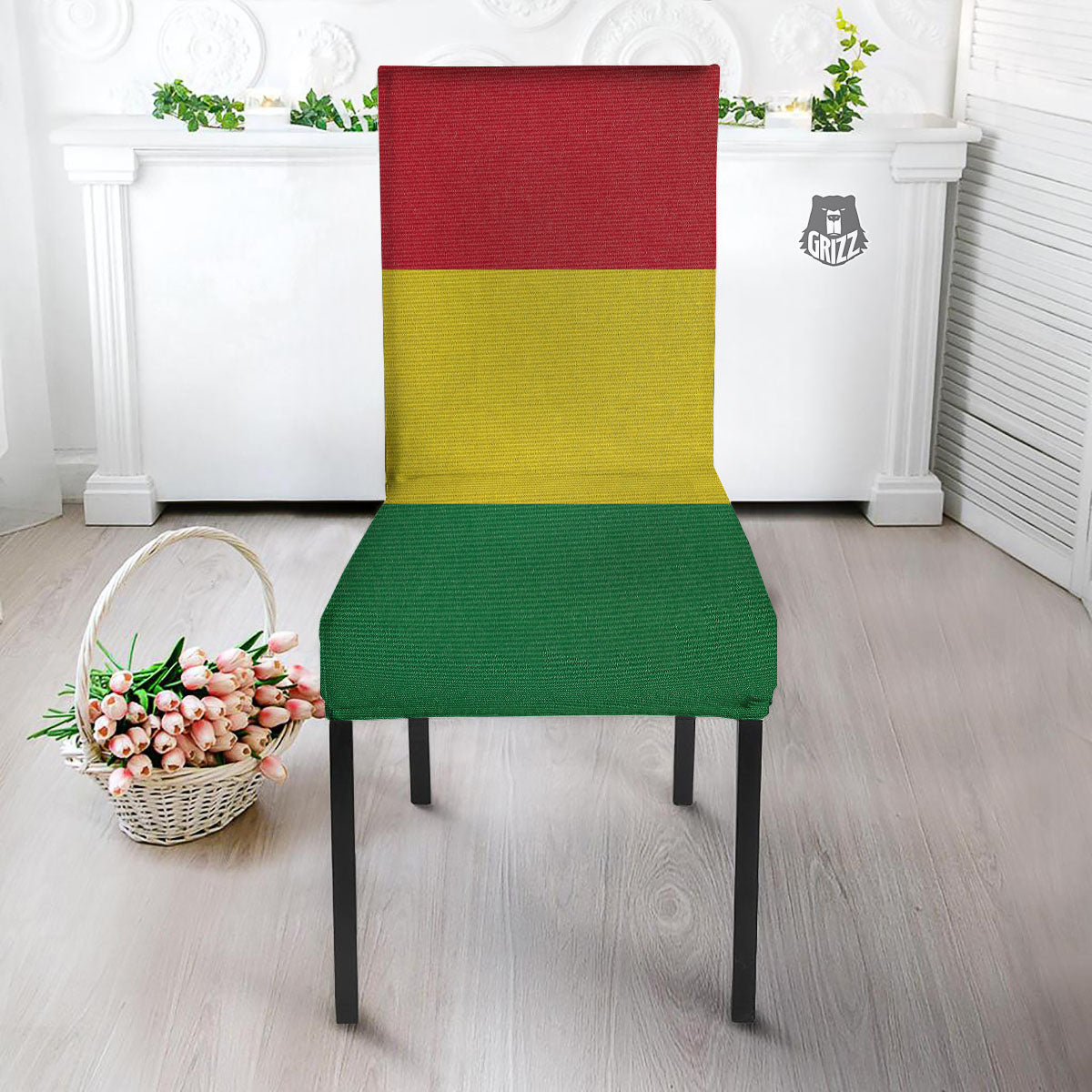 Flag Rasta Print Dining Chair Slipcover-grizzshop