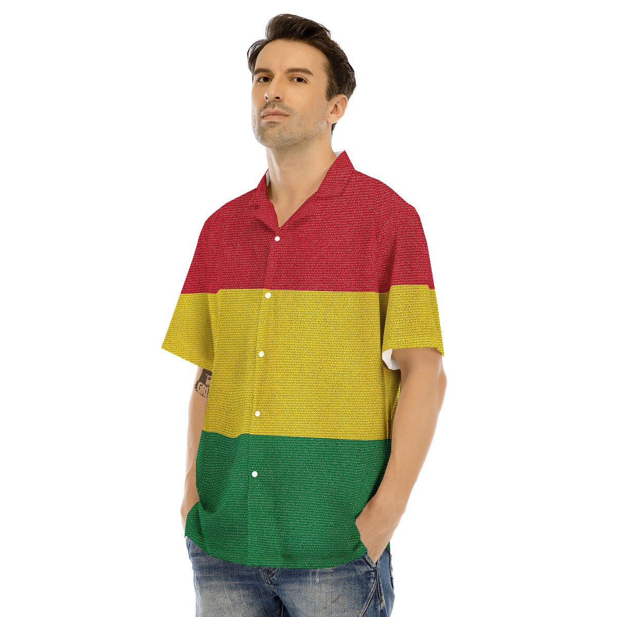Flag Rasta Print Men's Hawaiian Shirt-grizzshop