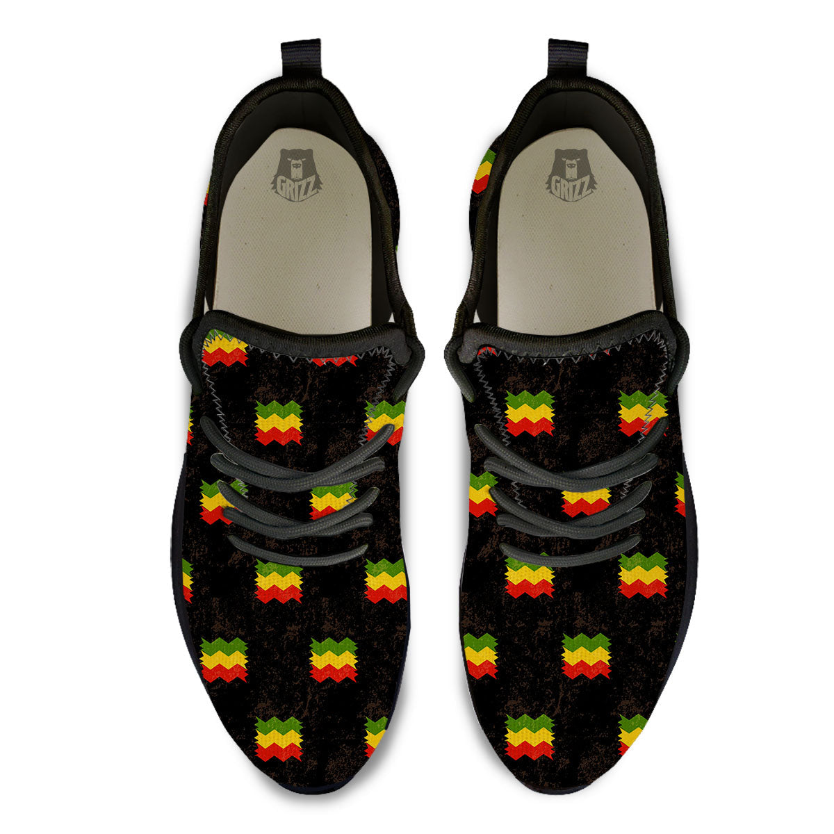 Flag Rasta Print Pattern Black Athletic Shoes-grizzshop