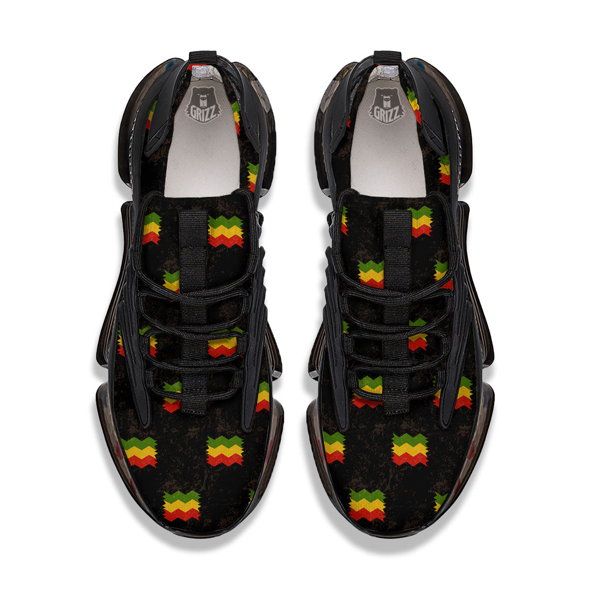 Flag Rasta Print Pattern Black Gym Shoes-grizzshop