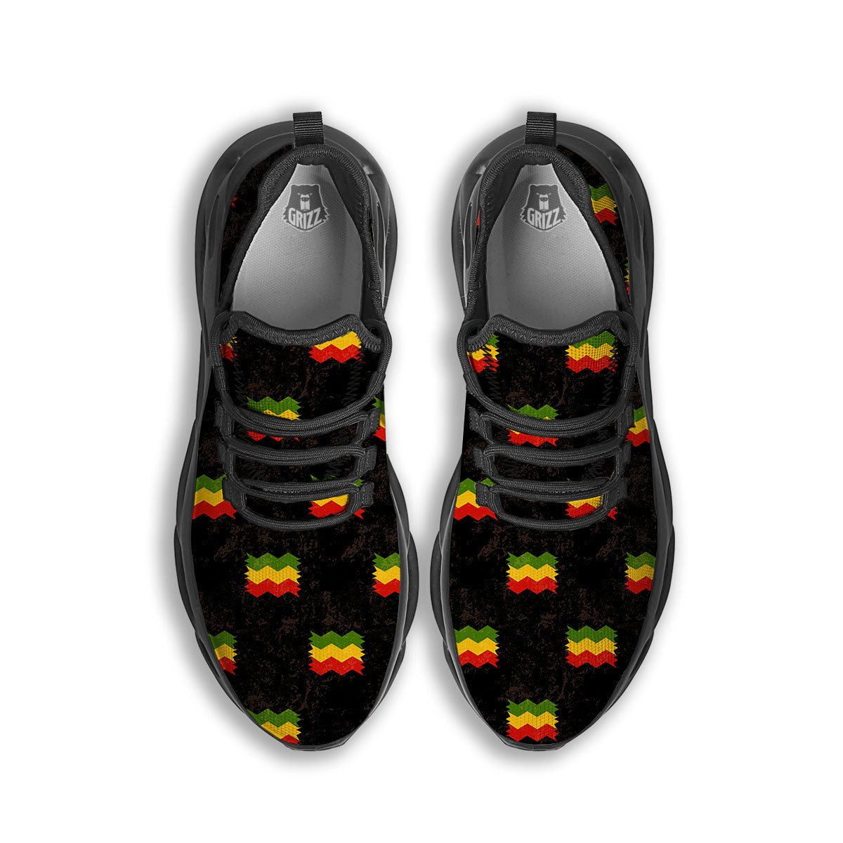 Flag Rasta Print Pattern Black Running Shoes-grizzshop