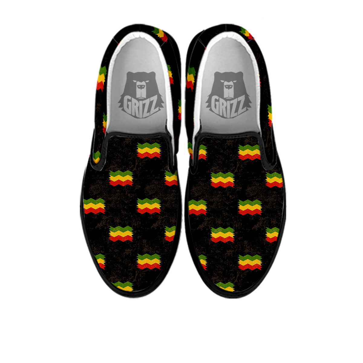 Flag Rasta Print Pattern Black Slip On Shoes-grizzshop