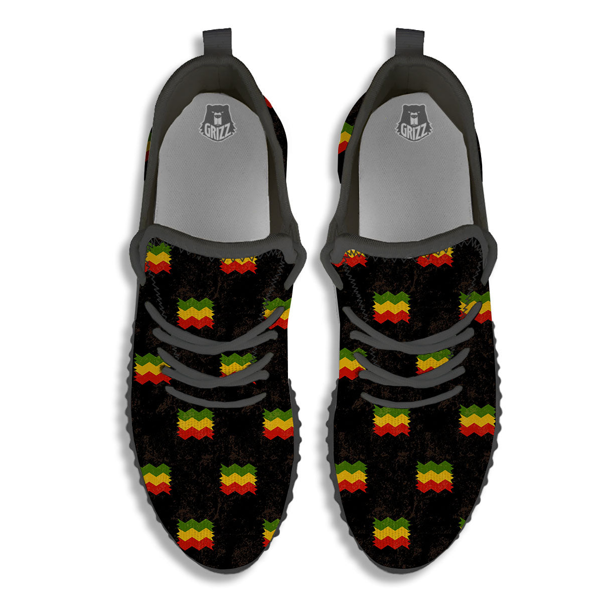 Flag Rasta Print Pattern Black Walking Shoes-grizzshop