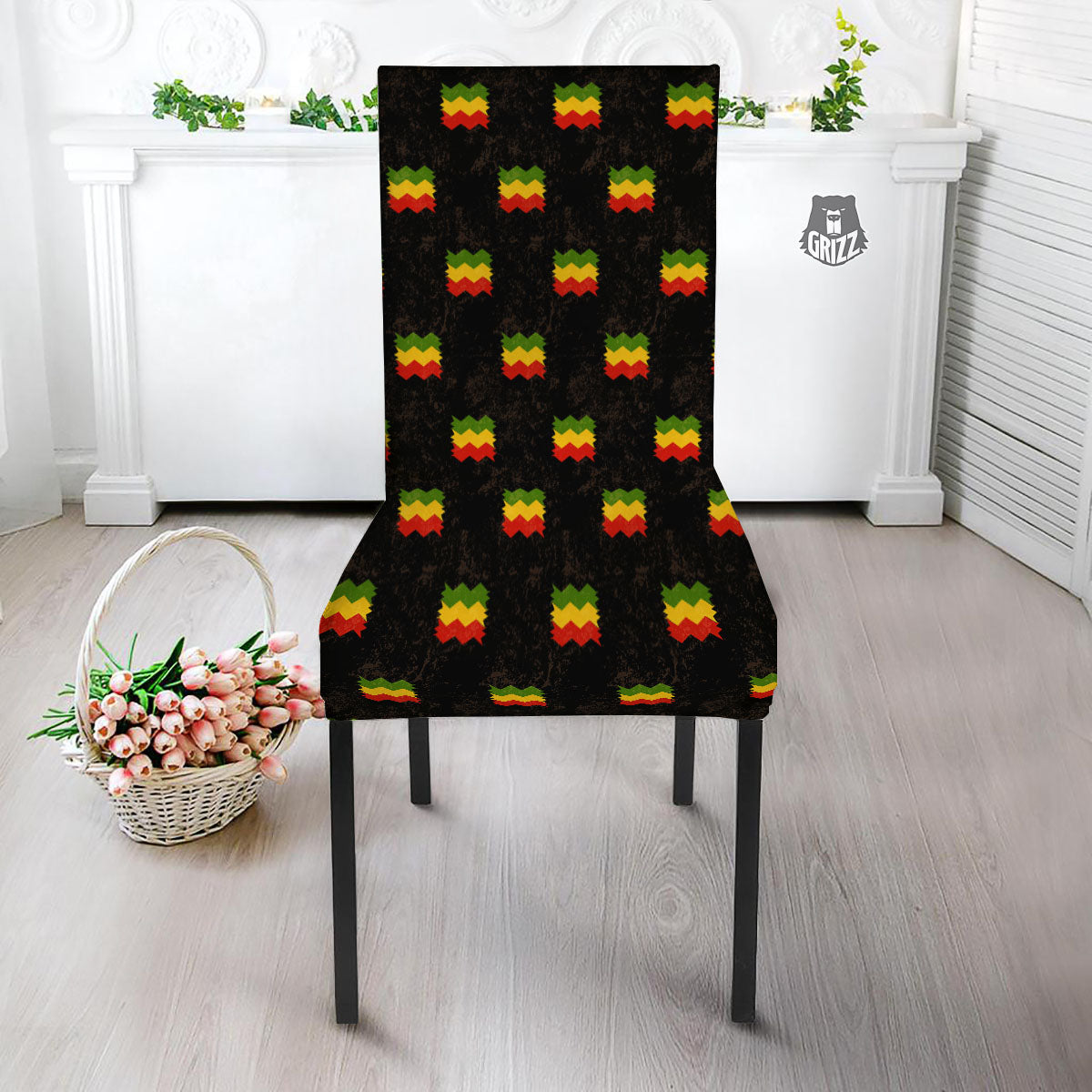 Flag Rasta Print Pattern Dining Chair Slipcover-grizzshop