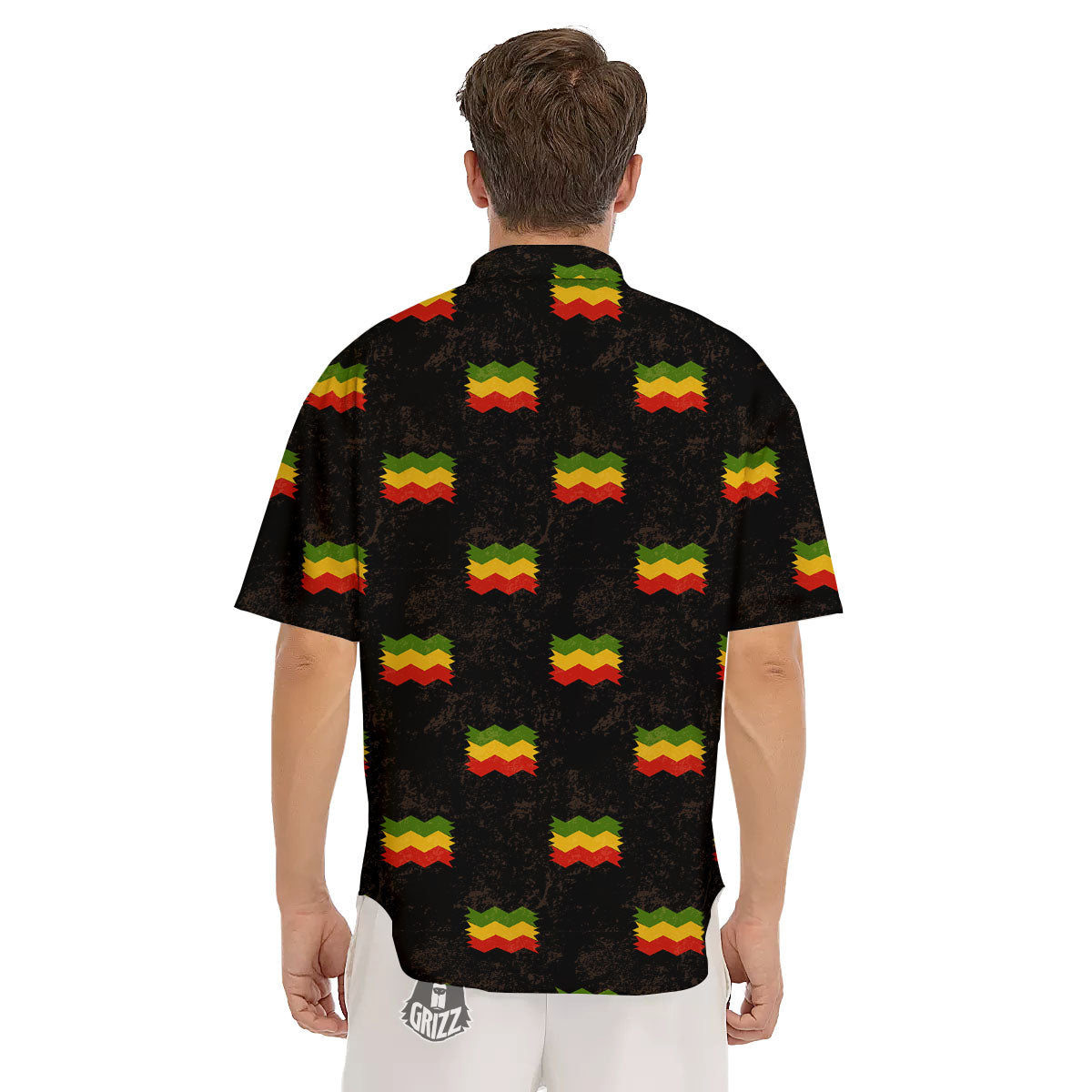 Flag Rasta Print Pattern Men's Short Sleeve Shirts-grizzshop