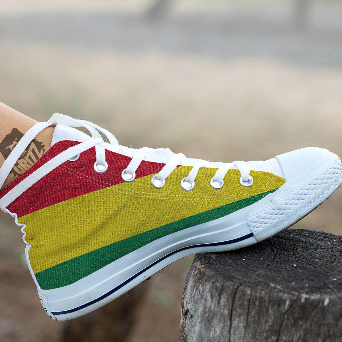 Flag Rasta Print Pattern White High Top Shoes-grizzshop