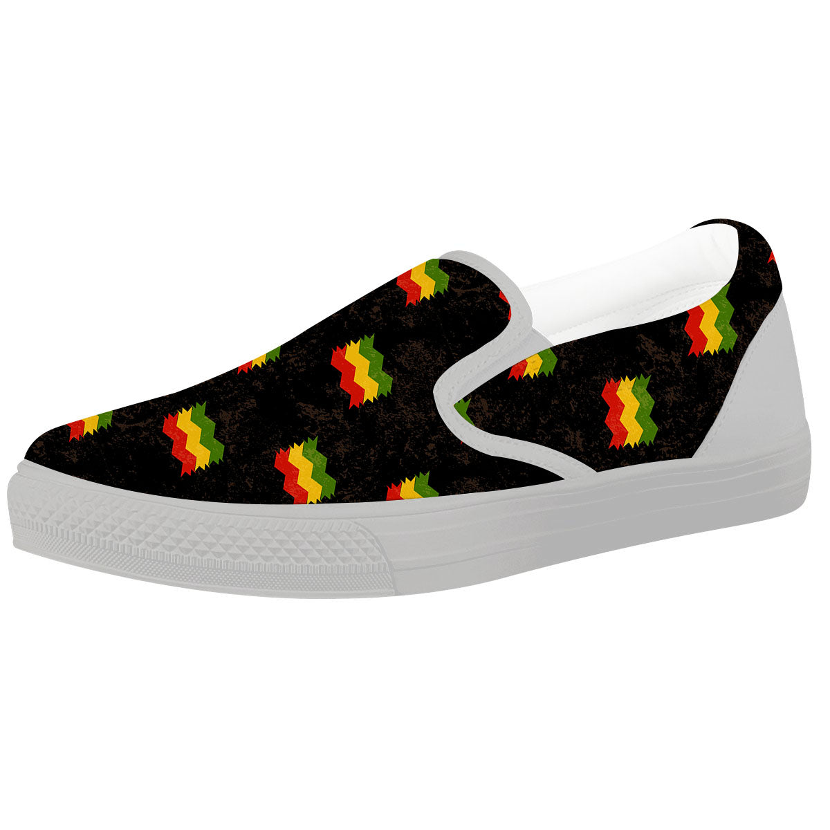 Flag Rasta Print Pattern White Slip On Shoes-grizzshop