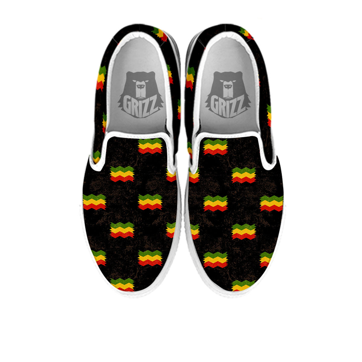 Flag Rasta Print Pattern White Slip On Shoes-grizzshop