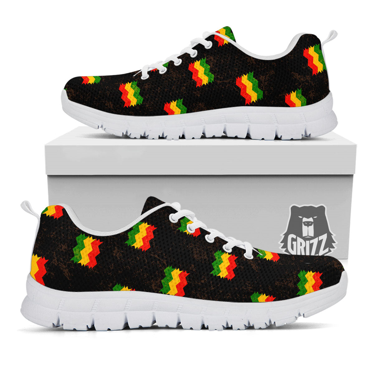 Flag Rasta Print Pattern White Sneaker-grizzshop