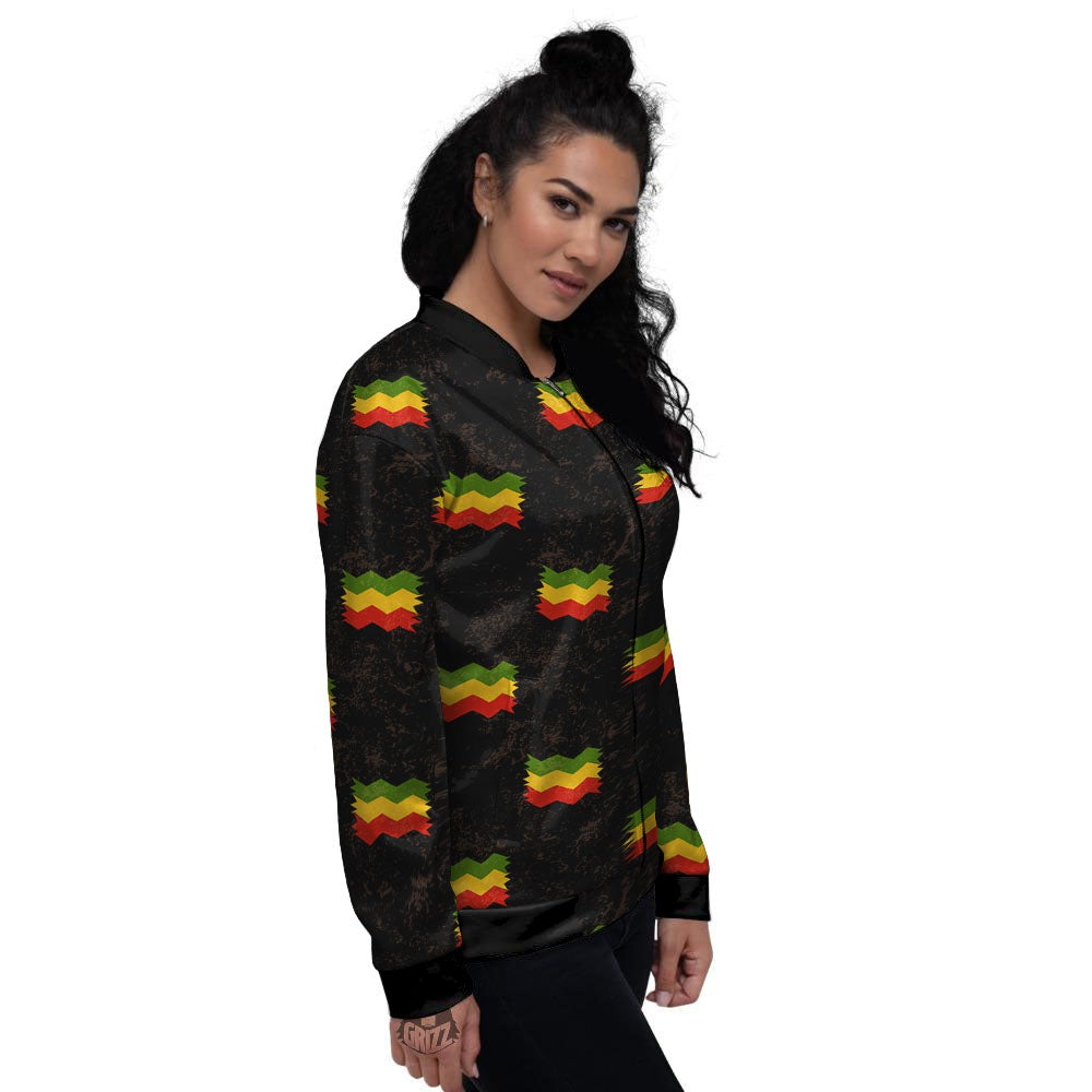 Flag Rasta Print Pattern Women's Bomber Jacket-grizzshop