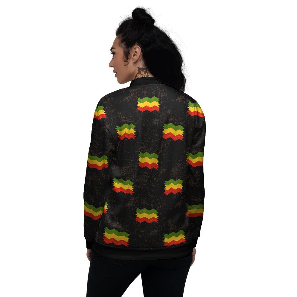 Flag Rasta Print Pattern Women's Bomber Jacket-grizzshop