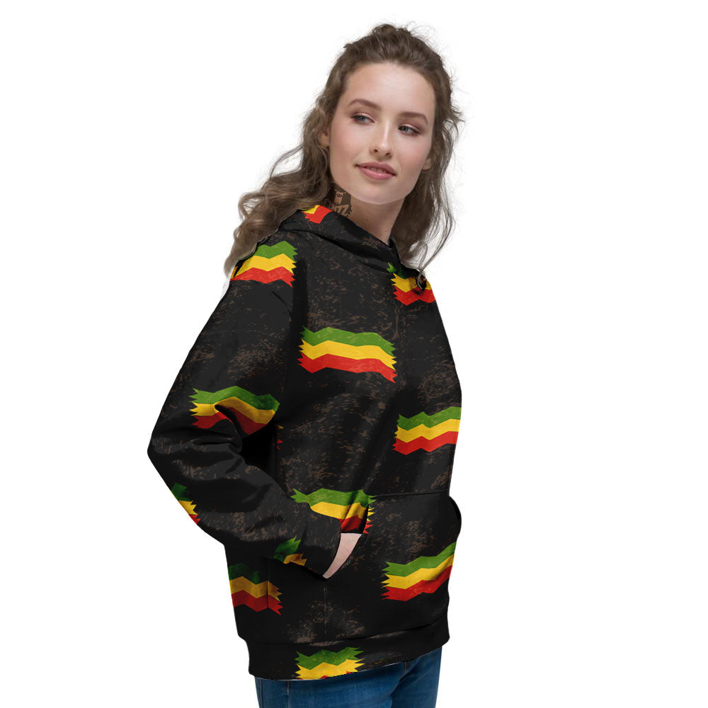 Flag Rasta Print Pattern Women's Hoodie-grizzshop