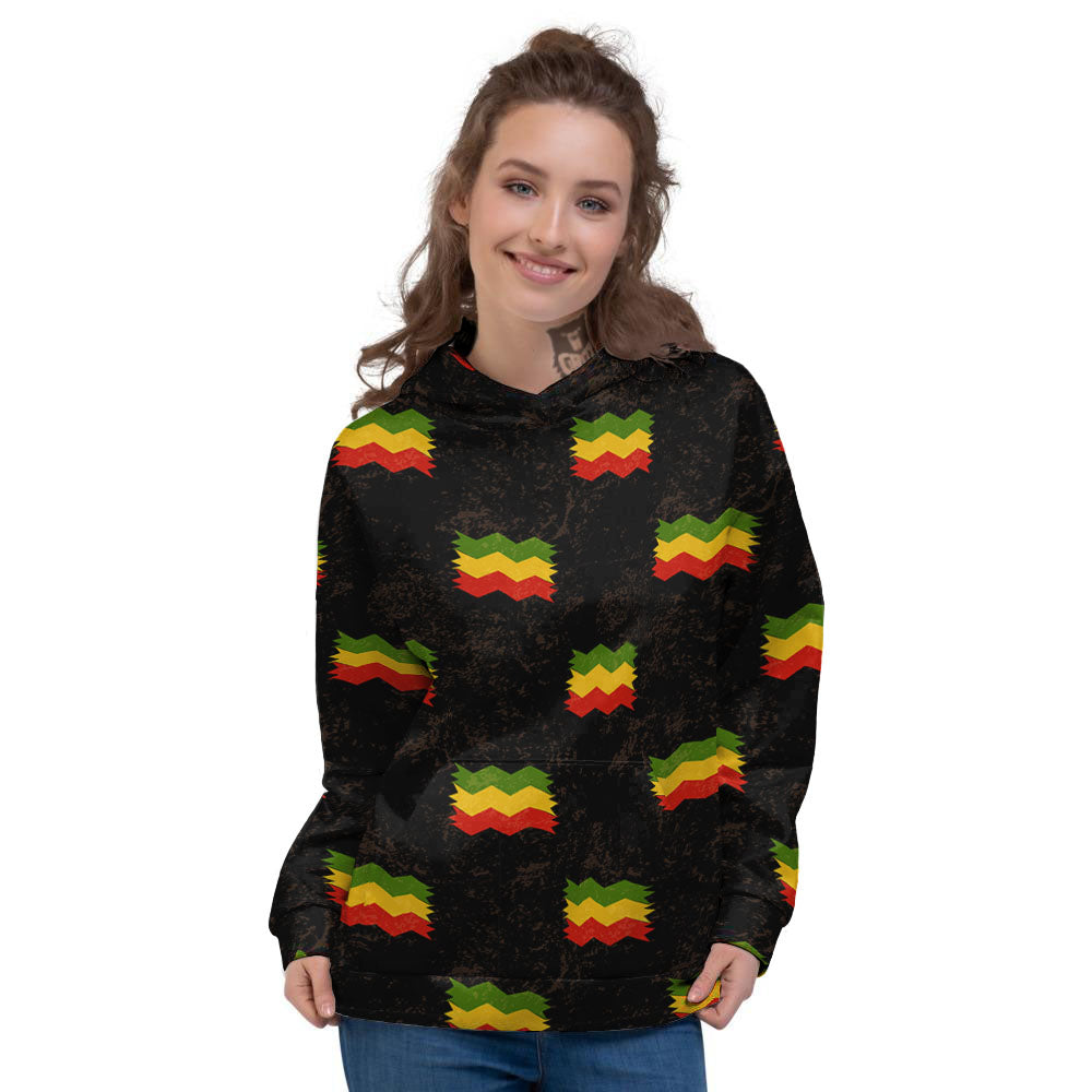 Flag Rasta Print Pattern Women's Hoodie-grizzshop