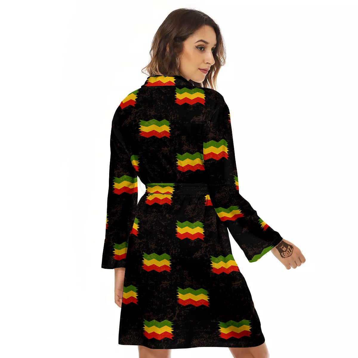 Flag Rasta Print Pattern Women's Robe-grizzshop