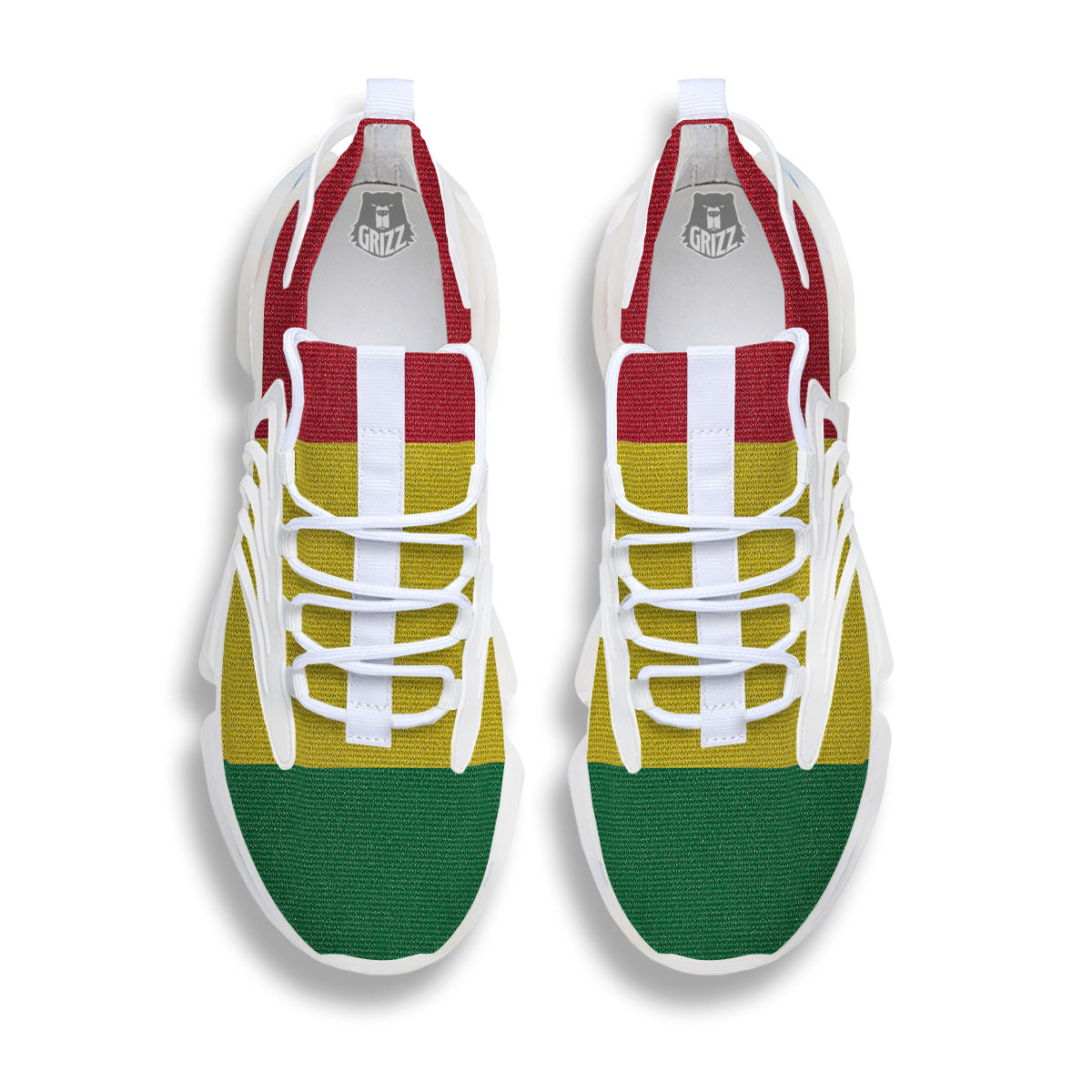 Flag Rasta Print White Gym Shoes-grizzshop