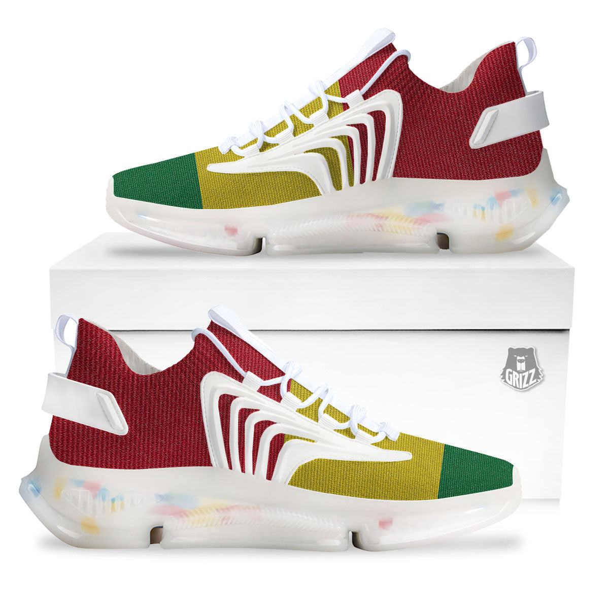Flag Rasta Print White Gym Shoes-grizzshop