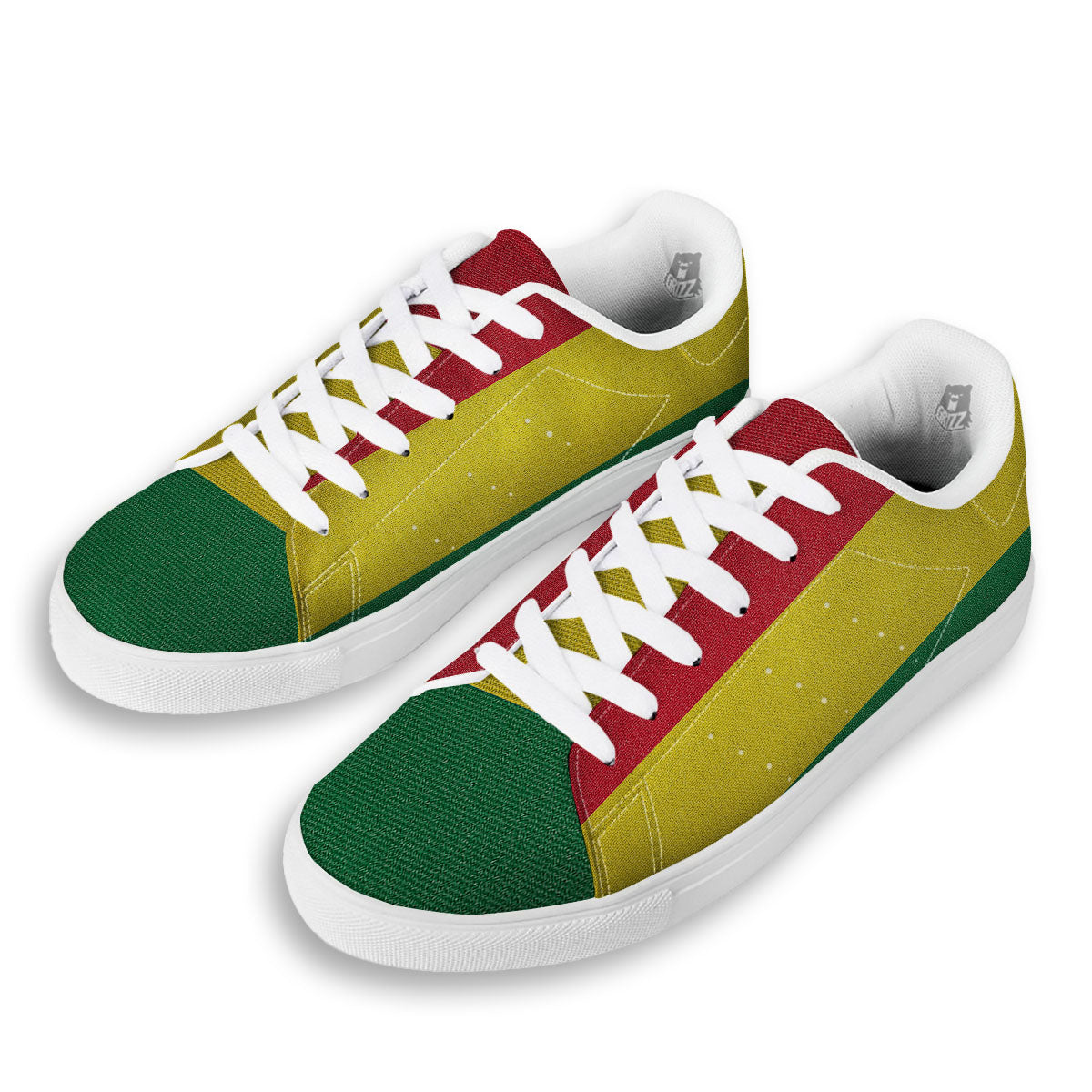 Flag Rasta Print White Low Top Sneakers-grizzshop