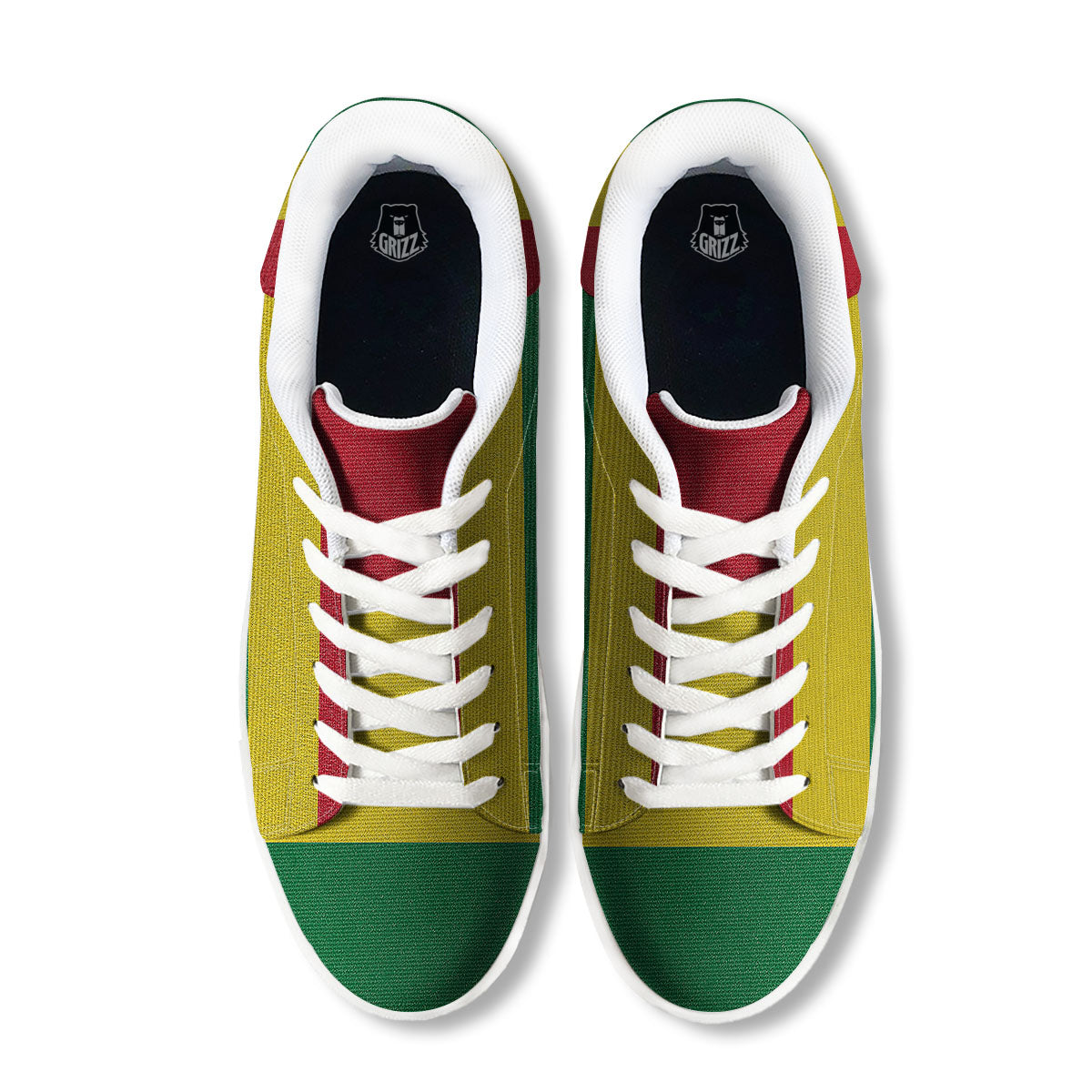Flag Rasta Print White Low Top Sneakers-grizzshop