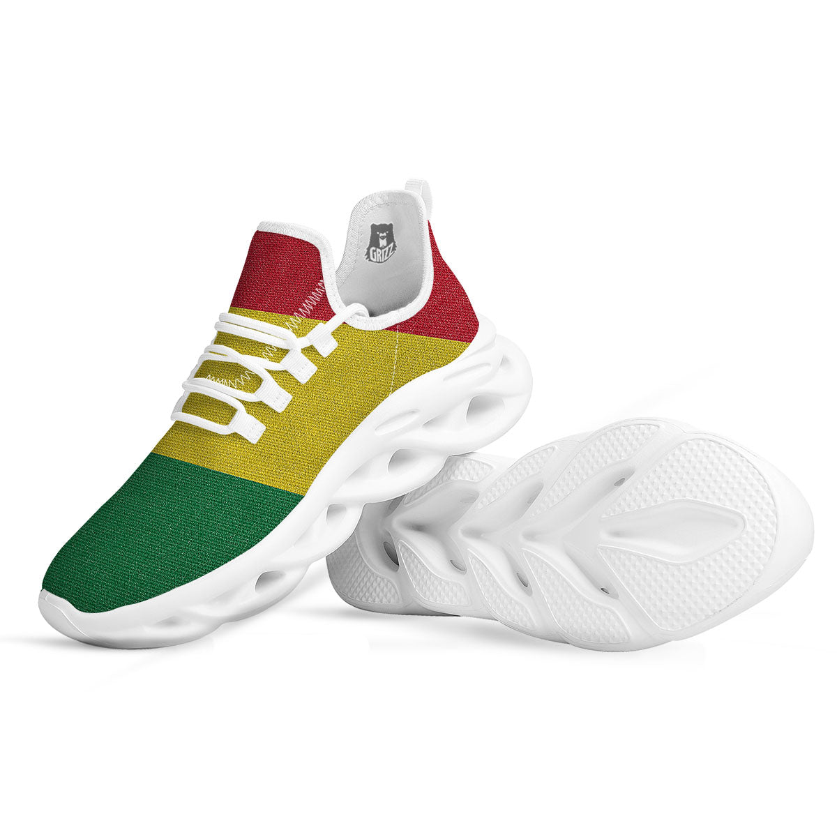 Flag Rasta Print White Running Shoes-grizzshop