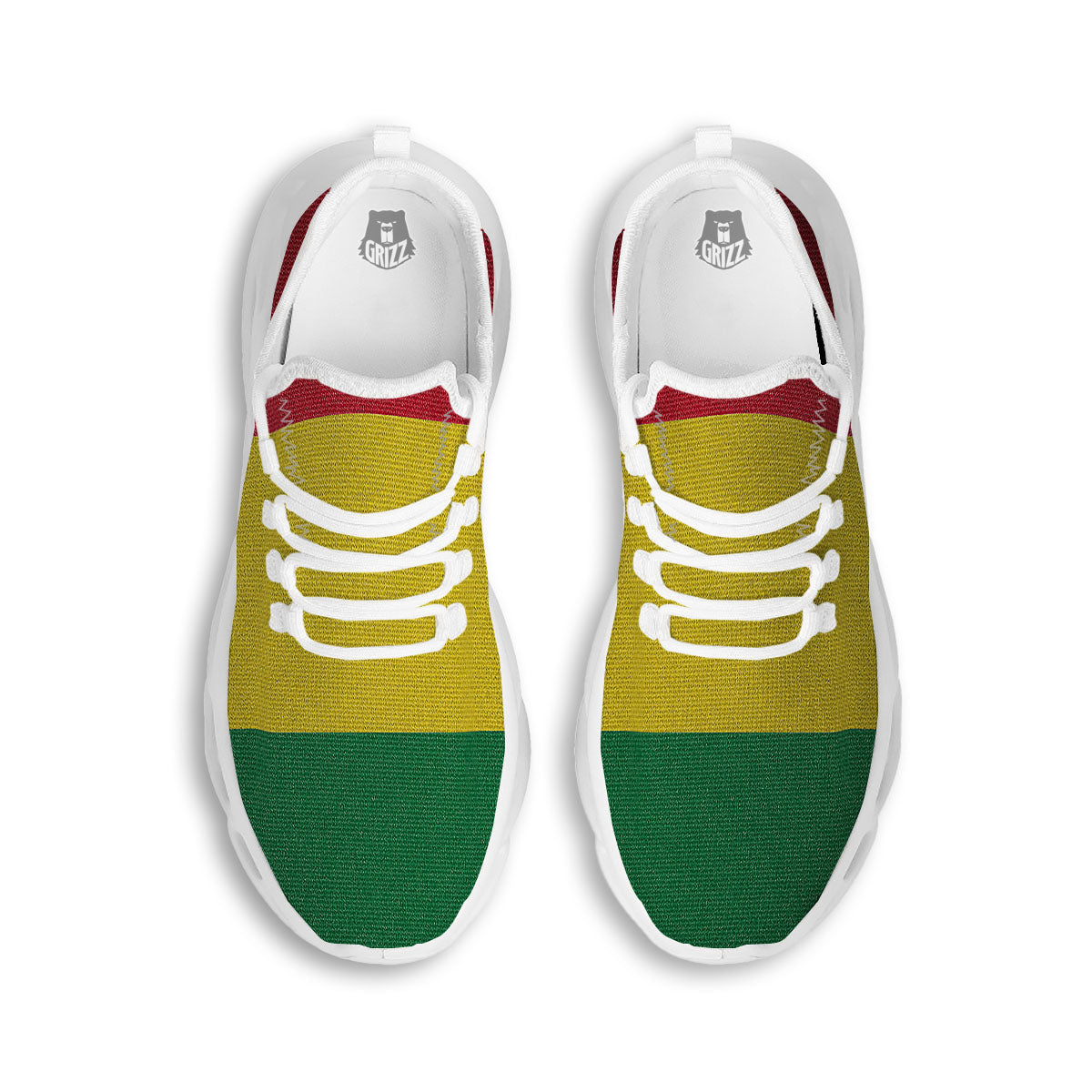 Flag Rasta Print White Running Shoes-grizzshop