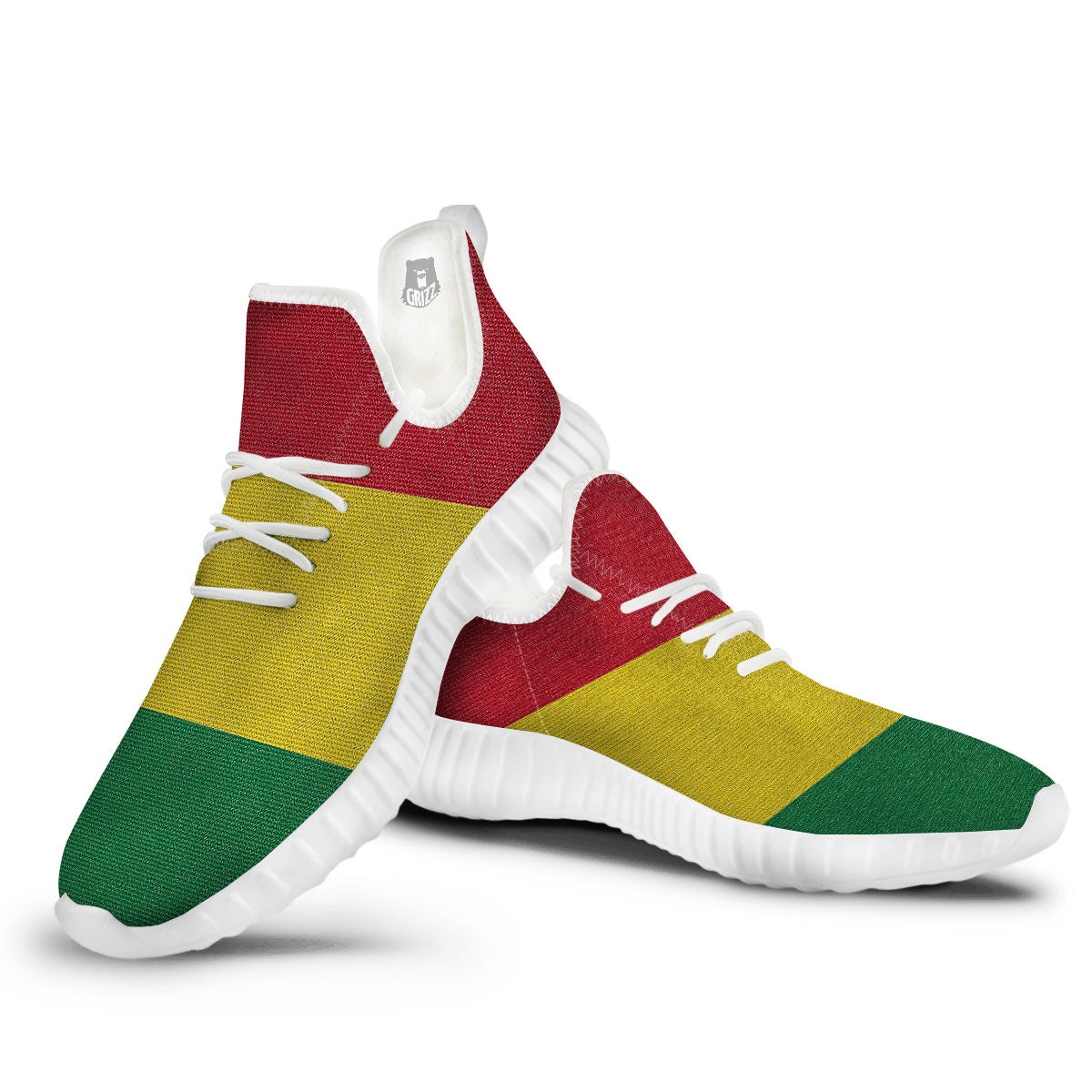 Flag Rasta Print White Walking Shoes-grizzshop