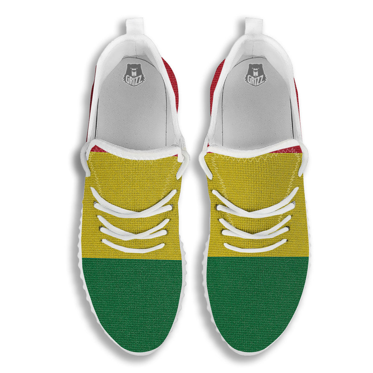 Flag Rasta Print White Walking Shoes-grizzshop
