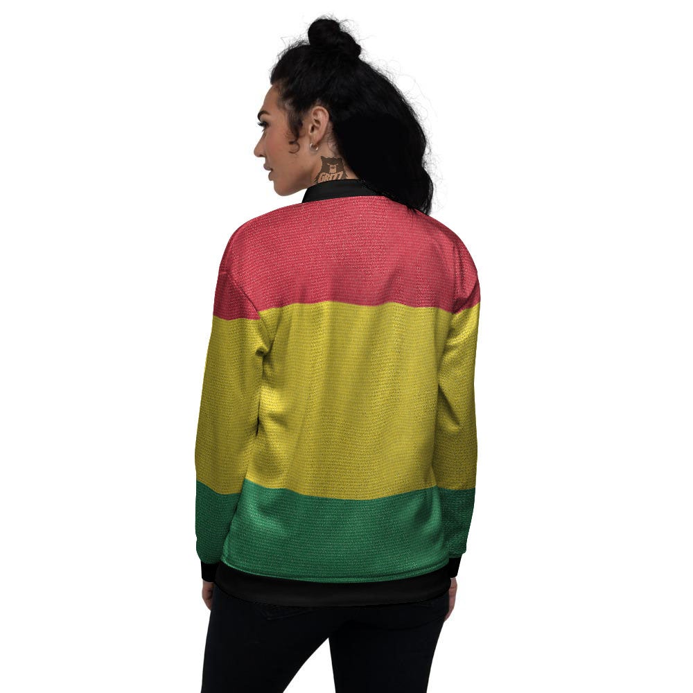 Flag Rasta Print Women's Bomber Jacket-grizzshop