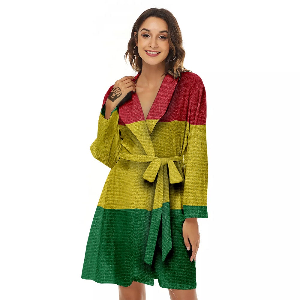 Flag Rasta Print Women's Robe-grizzshop