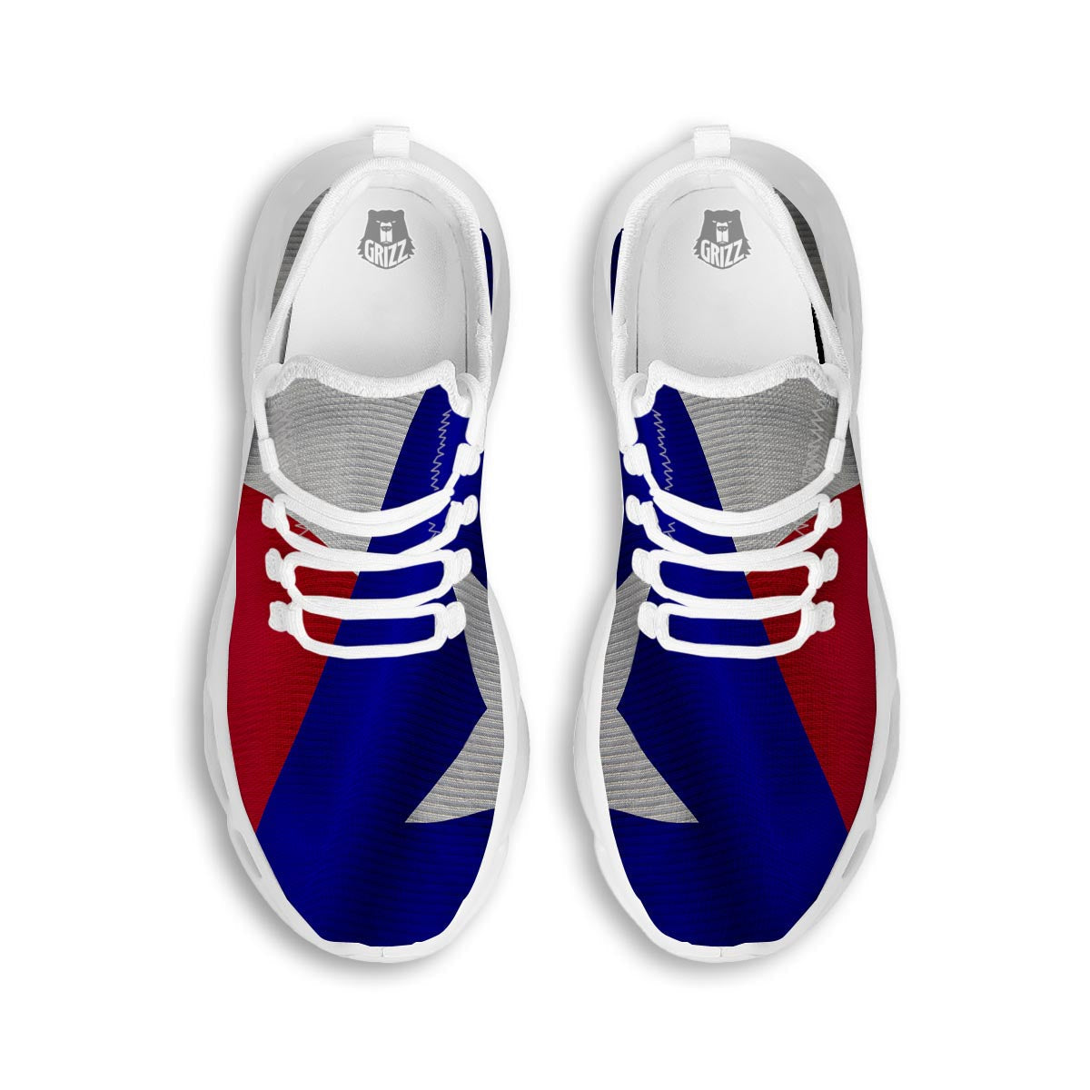 Flag Texas State Print White Running Shoes-grizzshop