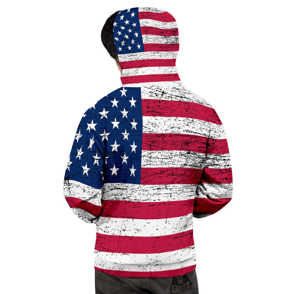 Flag USA Grunge Print Men's Hoodie-grizzshop