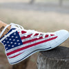 Flag USA Grunge Print White High Top Shoes-grizzshop