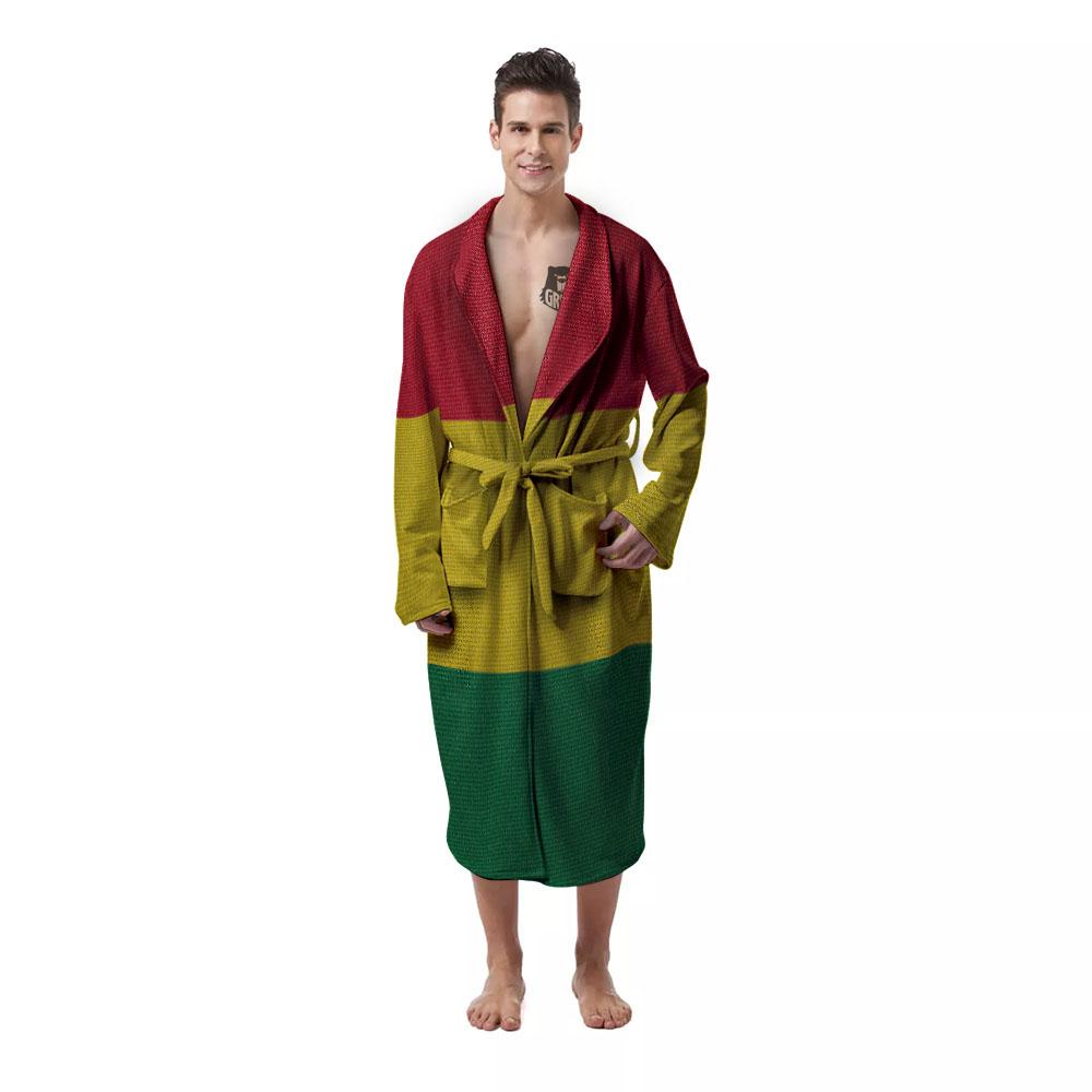 Flag Rasta Print Men's Robe-grizzshop